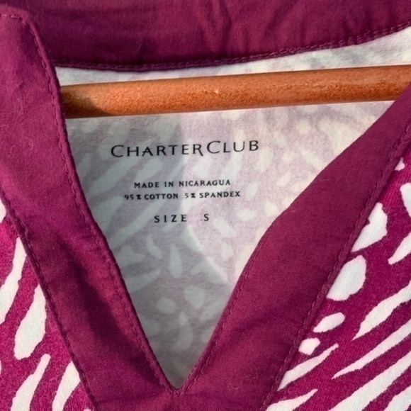 Charter Club 3/4 sleeve purple and white t… - Picture 2 of 4